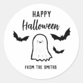 Happy Halloween Friendly Ghost Ronde Sticker (Voorkant)