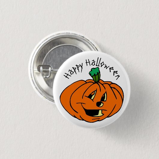 Happy Halloween, Friendly, Pumpkin Jack-o'-Lantern Ronde Button 3,2 Cm (Voorkant /achterkant)
