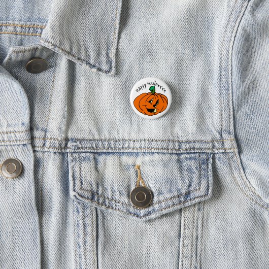 Happy Halloween, Friendly, Pumpkin Jack-o'-Lantern Ronde Button 3,2 Cm (In situ)
