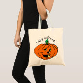 Happy Halloween, Friendly, Pumpkin Jack-o'-Lantern Tote Bag (Voorkant (product))