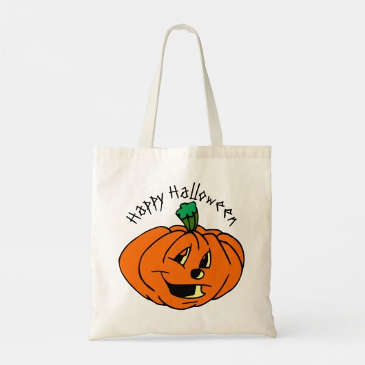 Happy Halloween, Friendly, Pumpkin Jack-o'-Lantern Tote Bag (Achterkant)