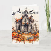 Happy Halloween | Frighful Old Haunted House Kaart (Voorkant)