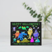 Happy Halloween Fron de hele Creepy Bunch Briefkaart (Staand voorkant)