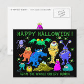 Happy Halloween Fron de hele Creepy Bunch Briefkaart (Voorkant / Achterkant)