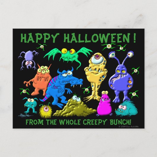 Happy Halloween Fron de hele Creepy Bunch Briefkaart (Voorkant)
