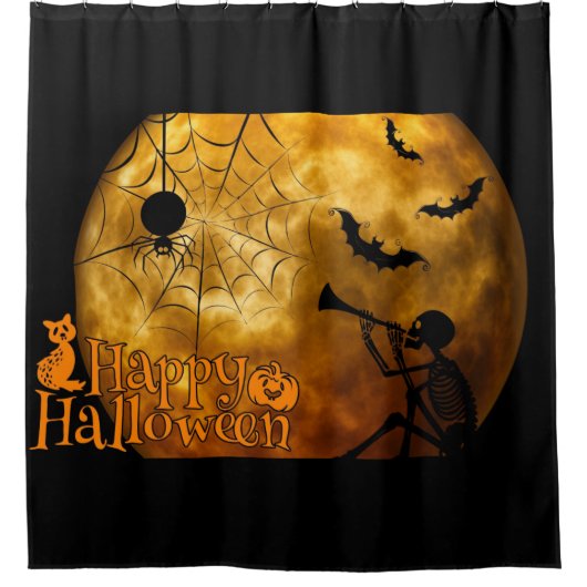 Happy Halloween Full Moon Douchegordijn (Voorkant)