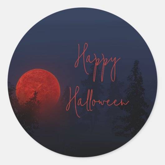 Happy Halloween Full Moon Ronde Sticker (Voorkant)
