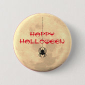 Happy Halloween Full Moon Spider Pin Button (Voorkant)