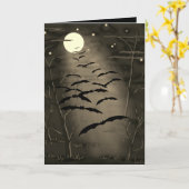 Happy Halloween Full Yellow Moon Bats  Kaart (Gele Bloem)
