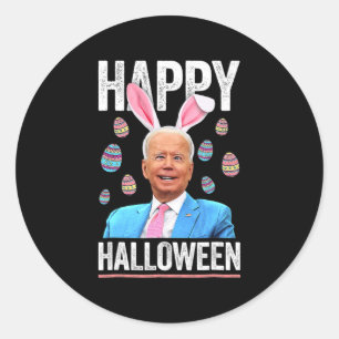 Happy Halloween Fun Biden Bunny Eggs voor Hallowee Ronde Sticker