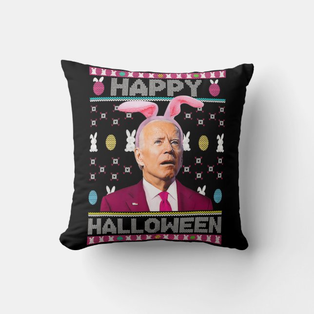 Happy Halloween Fun Bunny Joe Biden verwarde Easte Kussen (Voorkant)