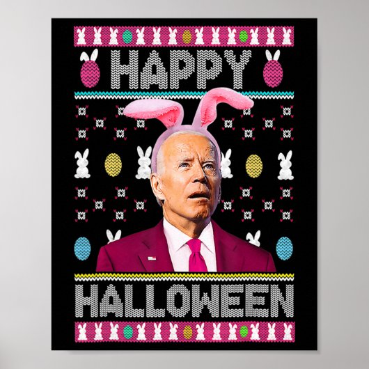 Happy Halloween Fun Bunny Joe Biden verwarde Easte Poster (Voorkant)