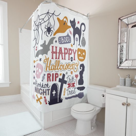 Happy Halloween Fun en eng Douchegordijn (In situ)