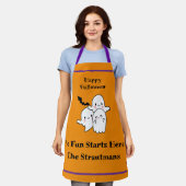 Happy Halloween Fun PERSONALISEREN Ghost Bat Sinaa Schort (Gedragen)