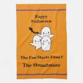 Happy Halloween Fun PERSONALISEREN Ghost Bat Sinaa Theedoek (Verticaal)