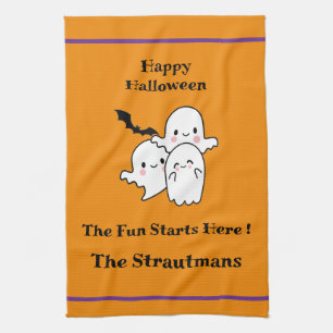 Happy Halloween Fun PERSONALISEREN Ghost Bat Sinaa Theedoek
