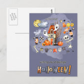 Happy Halloween. Fun Spooky House Briefkaart (Voorkant / Achterkant)