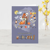 Happy Halloween. Fun Spooky House Kaart (Gele Bloem)