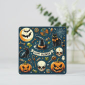 Happy Halloween Fun & Spooky Invitation Kaart (Staand voorkant)