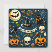 Happy Halloween Fun & Spooky Invitation Kaart (Achterkant)