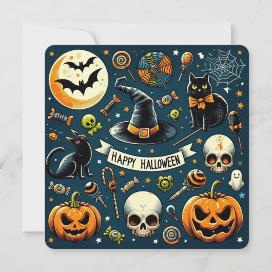 Happy Halloween Fun & Spooky Invitation Kaart (Voorkant)