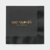 Happy Halloween Funky Typografie Familienaam Zwart Folie Servetten (Voorkant)