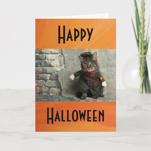 Happy Halloween Funny Cat Costume Humor Kaart (Voorkant)
