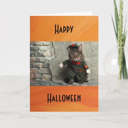 Happy Halloween Funny Cat Costume Humor Kaart (Voorkant)