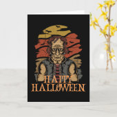 Happy Halloween Funny Creepy Character Kaart (Gele Bloem)