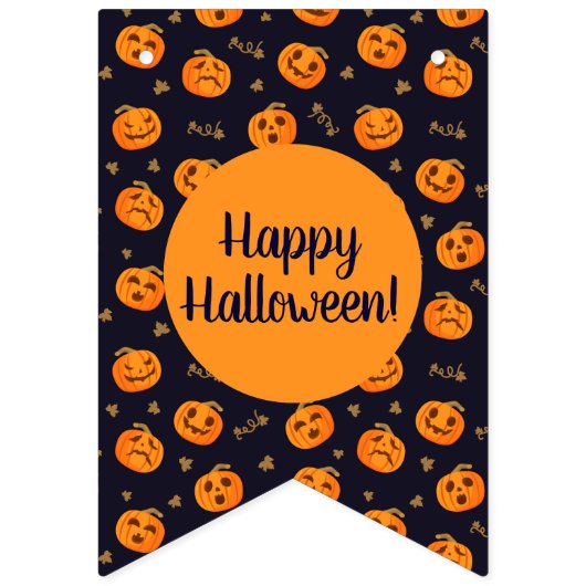 Happy Halloween Funny Cute Oranje Pumpkins Pattern Vlaggetjes (Eerste vlag)