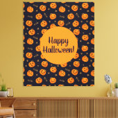 Happy Halloween Funny Cute Pumpkins Pattern Canvas Afdruk (Insitu (Woonkamer))