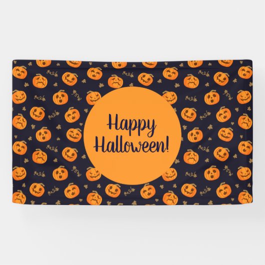 Happy Halloween Funny Cute Pumpkins Pattern Spandoek (Horizontaal)
