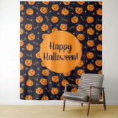 Happy Halloween Funny Cute Pumpkins Pattern Wandkleed (In situ)