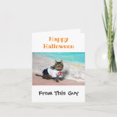Happy Halloween Funny Humor Cute Cat Costume Foto Kaart (Voorkant)