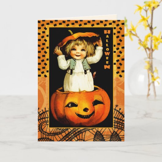 Happy Halloween. Funny  Kind Kaart (Gele Bloem)