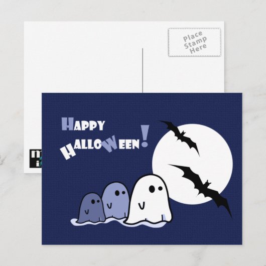 Happy Halloween. Funny Little Ghosts Briefkaart (Voorkant / Achterkant)