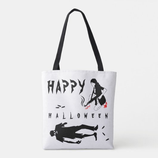 Happy Halloween Funny one-of-a-kind douane Tote Bag (Achterkant)