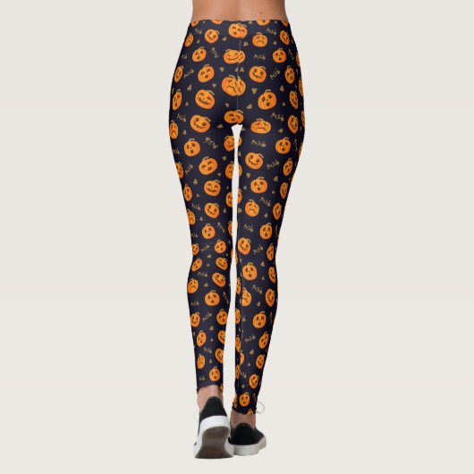 Happy Halloween Funny Oranje Pumpkins Pattern Leggings (Achterkant)