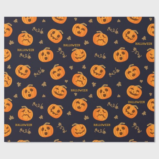 Happy Halloween Funny Scary Oranje Pumpkin Patroon Cadeaupapier (Vlak)
