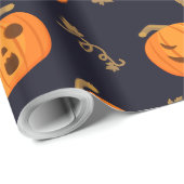 Happy Halloween Funny Scary Oranje Pumpkin Patroon Cadeaupapier (Rol Hoek)