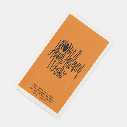 Happy Halloween Funny Scary Spider Cobweb Servet (Hoek)