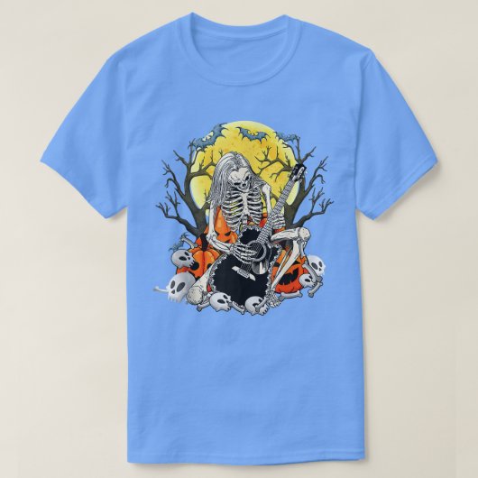 Happy Halloween Funny Skeleton Speling Guitar Pump T-shirt (Design voorkant)