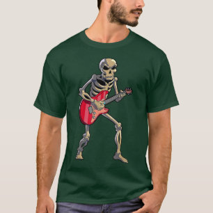 Happy Halloween Funny Skeleton Speling Guitar Pump T-shirt