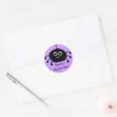 Happy Halloween Fuzzy Toon Spider Ronde Sticker (Envelop)