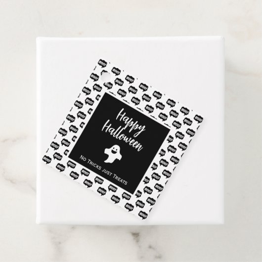 Happy Halloween geest boo, geen trucs behandelen a Bedankjes Labels (In situ)