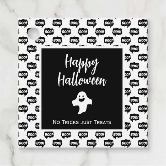 Happy Halloween geest boo, geen trucs behandelen a Bedankjes Labels (Voorkant)