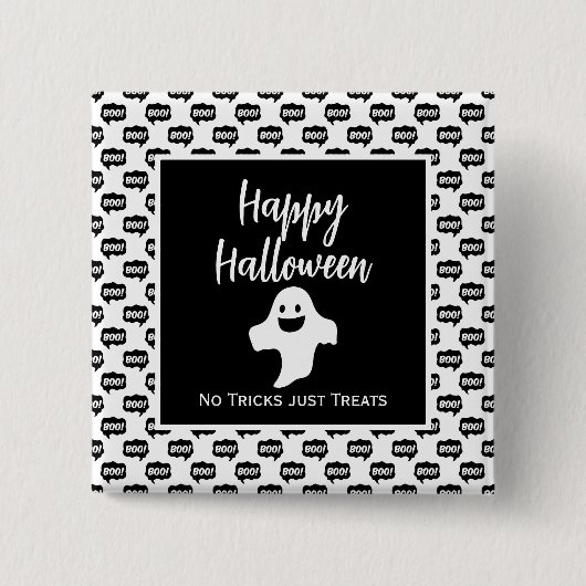 Happy Halloween geest boo, geen trucs behandelen a Vierkante Button 5,1 Cm (Voorkant)