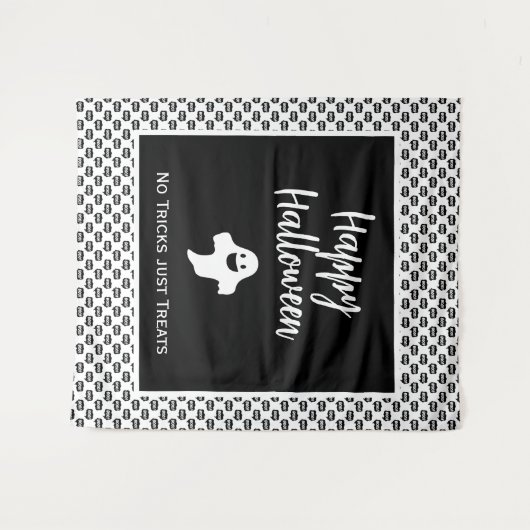 Happy Halloween geest boo, geen trucs behandelen a Wandkleed (Voorkant (horizontaal))