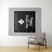 Happy Halloween geest boo, geen trucs behandelen a Wandkleed (In Situ (horizontaal))