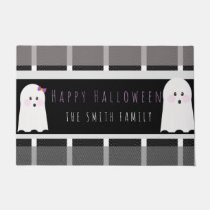 Happy Halloween Geest Geruite Patroon Naam Deurmat